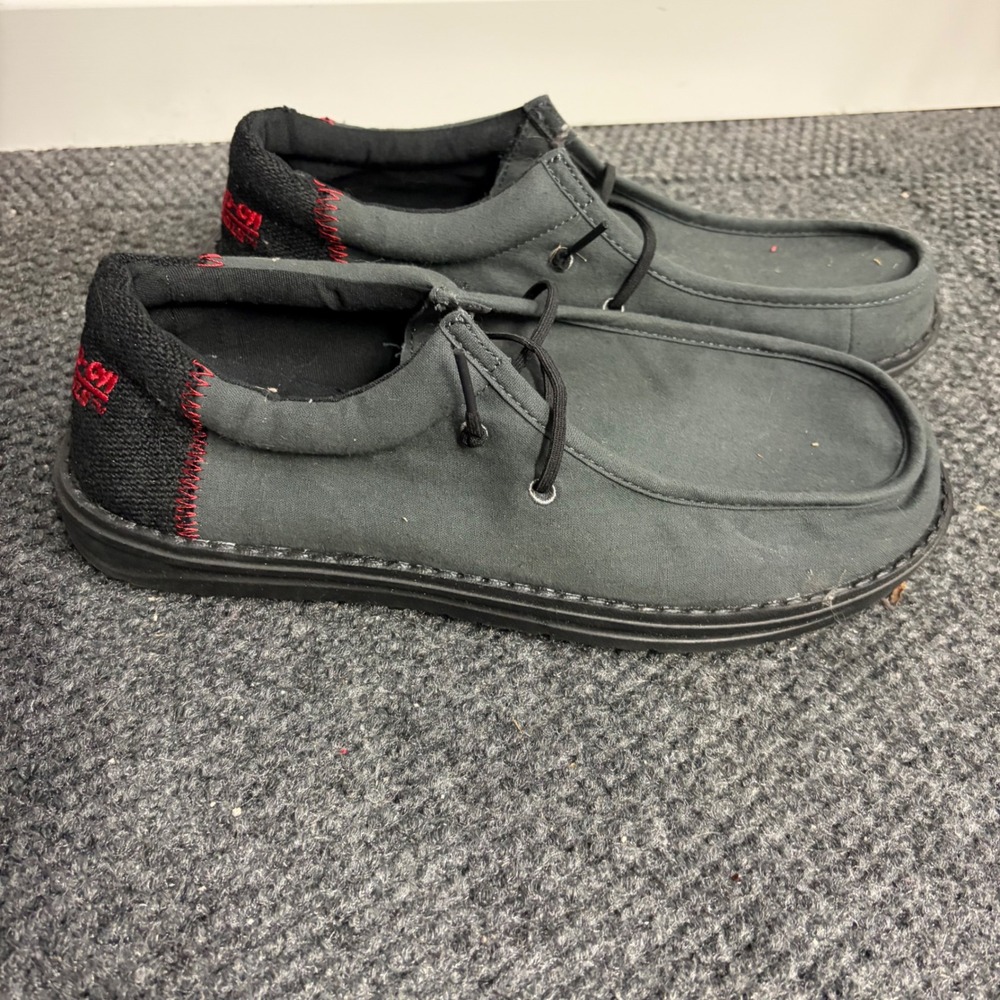 Snap-on Tools Mens Loafers Gray Black Canvas Moc Toe Slip On Shoes Size 9 USA